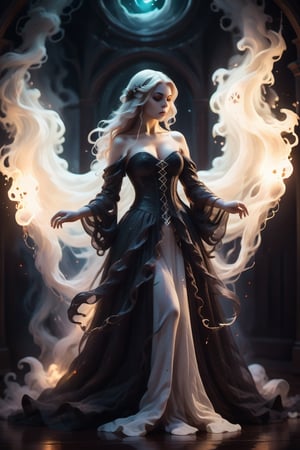 Gothic style, breathtaking, raw photo of the most beautiful and sexy witch in the universe, Halloween, dark, mysterious, haunting, dramatic, ornate, award-winning, professional, highly detailed,DonMn1ghtm4reXL,A girl dancing ,DonMF41ryW1ng5XL,ice and water,fire element,composed of fire elements