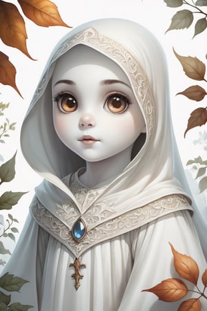 Portrait of cute scary ghost white sheet, full shot (FS), | (white background:1.2), simple background | , muted colors, digital art, medieval, 8K resolution, ultra quality, Watercolor, trending on artstation, intricate details, highly detailed, (by Kerem Beyit:1.2), Leaf