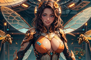 (masterpiece), (best quality),(extremely intricate), (realistic), (sharp focus), (cinematic lighting), (extremely detailed), (epic),

A girl with a cute smile wearing a cute bee costume.

,honeytech, scifi, see-through, honey
,fr4ctal4rmor, fractal bee costume
,flower4rmor, scifi, flower bodysuit, flower
,matwaretech, orange hues,glyphtech