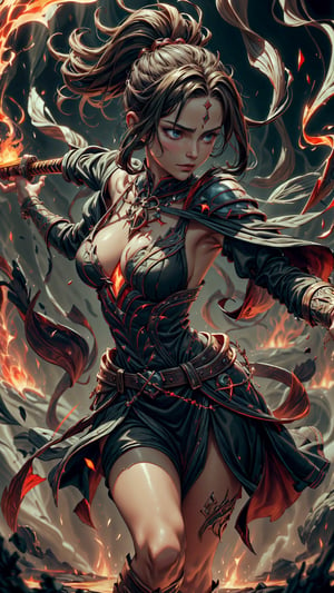 (4k), (masterpiece), (best quality),(extremely intricate), (realistic), (sharp focus), (cinematic lighting), (extremely detailed), 

The young girl flame sorceress stood in the center of the summoning circle, her hands raised and her eyes glowing with power. She was clad in a flowing red dress and her long, black hair was wild and free. The air around her was thick with the smell of smoke and sulfur.

She began to chant the ancient summoning spell, her voice rising and falling in a melodic rhythm. The runes carved into the summoning circle began to glow with a bright light. The light grew brighter and brighter, until it was almost blinding.

Then, there was a flash of light and a deafening roar. The summoning circle was engulfed in a whirlwind of flames, and the air around the sorceress was filled with static electricity.

The flames died down and the whirlwind vanished. In the center of the summoning circle stood a towering figure, clad in black armor and wielding a flaming sword.

The sorceress bowed her head. "My lord," she said. "I have summoned you."

The figure nodded. "Your summons has been answered," he said in a deep, booming voice. "What is your request?"

The sorceress raised her head and looked him in the eye. "I need your help to defeat the enemy," she said. "They are too powerful for me to defeat alone."

The figure smiled. "I will help you," he said. "But first, you must prove yourself to me. You must show me that you are worthy of my aid."

The sorceress nodded. "I understand," she said. "What must I do?"

The figure raised his sword. "You must fight me," he said. "And you must defeat me."

The sorceress took a deep breath. "I am ready," she said.

The figure charged at the sorceress, his sword raised. She raised her own sword to meet him, and the two of them clashed in the center of the summoning circle.

They fought for what seemed like hours, neither one giving an inch. But in the end, the sorceress emerged victorious. She had defeated the towering figure in single combat.

The figure knelt before her. "You have proven yourself worthy," he said. "I will now aid you in your quest."

The sorceress smiled. "Thank you," she said. "With your help, we will defeat the enemy."

Together, the sorceress and the figure left the summoning circle and stepped out into the world, ready to face their enemies.

,emb3r4rmor,MagmaTech,embers,(FlamePrincess),(ponytail),Circle,demonictech