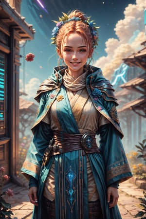 (4k), (masterpiece), (best quality),(extremely intricate), (realistic), (sharp focus), (cinematic lighting), (extremely detailed),

A young Jedi girl with a bright smile and sparkling eyes, standing tall and proud in her Jedi robes. The Force is strong with her.

,flower4rmor, flower jedi robe
,malwaretech, scifi, blue hues
,stealthtech,DonMChr0m4t3rr4 