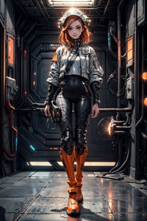 (4k), (masterpiece), (best quality),(extremely intricate), (realistic), (sharp focus), (cinematic lighting), (extremely detailed), (epic), (full body),

A young woman with long, flowing, sun bright orange hair, standing in the cockpit of an X-wing starfighter. She is wearing a Rebel Alliance pilot's uniform consisting of black fullbody uniform, white jacket and orange shin and arm protectors, and she is holding her helmet in right hand, She has a bright smile and sparkling eyes.

,stealthtech, scifi 
,midjourney,DonMASKTEX