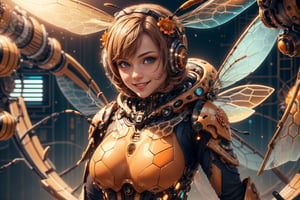 (masterpiece), (best quality),(extremely intricate), (realistic), (sharp focus), (cinematic lighting), (extremely detailed), (epic),

A girl with a cute smile wearing a cute bee costume.

,honeytech, scifi, see-through, honey
,fr4ctal4rmor, fractal bee costume
,flower4rmor, scifi, flower bodysuit, flower
,matwaretech, orange hues,glyphtech