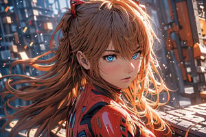 Asuka, 1girl, Blue Eyes, Red Skinsuit, Red Rubbersuit, Orange Hair , Angry Face , Code Eyes, Look down face, Face Close Up , ((Best quality)), ((masterpiece)), 3D, HDR (High Dynamic Range),Ray Tracing, NVIDIA RTX, Super-Resolution, Unreal 5,Subsurface scattering, PBR Texturing, Post-processing, Anisotropic Filtering, Depth-of-field, Maximum clarity and sharpness, Multi-layered textures, Albedo and Specular maps, Surface shading, Accurate simulation of light-material interaction, Perfect proportions, Octane Render, Two-tone lighting, Wide aperture, Low ISO, White balance, Rule of thirds,8K RAW, Aura, masterpiece, best quality, Mysterious expression, magical effects like sparkles or energy, flowing robes or enchanting attire, mechanic creatures or mystical background, rim lighting, side lighting, cinematic light, ultra high res, 8k uhd, film grain, best shadow, delicate, RAW, light particles, detailed skin texture, detailed cloth texture, beautiful face, (masterpiece), best quality, expressive eyes, perfect face,