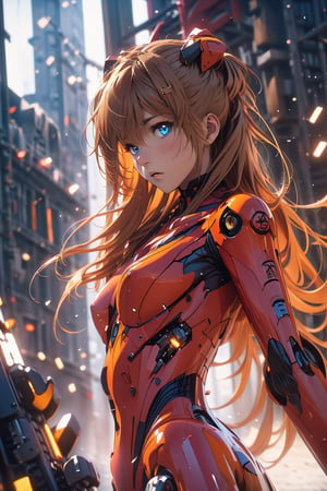 Asuka, 1girl, Blue Eyes, Red Skinsuit, Red Rubbersuit, Orange Hair , Scary Face, Look down face, Expressionless face, Face Close Up , ((Best quality)), ((masterpiece)), 3D, HDR (High Dynamic Range),Ray Tracing, NVIDIA RTX, Super-Resolution, Unreal 5,Subsurface scattering, PBR Texturing, Post-processing, Anisotropic Filtering, Depth-of-field, Maximum clarity and sharpness, Multi-layered textures, Albedo and Specular maps, Surface shading, Accurate simulation of light-material interaction, Perfect proportions, Octane Render, Two-tone lighting, Wide aperture, Low ISO, White balance, Rule of thirds,8K RAW, Aura, masterpiece, best quality, Mysterious expression, magical effects like sparkles or energy, flowing robes or enchanting attire, mechanic creatures or mystical background, rim lighting, side lighting, cinematic light, ultra high res, 8k uhd, film grain, best shadow, delicate, RAW, light particles, detailed skin texture, detailed cloth texture, beautiful face, (masterpiece), best quality, expressive eyes, perfect face,