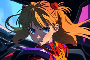 Asuka Langley Soryu, with her distinctive ash blonde hair and piercing blue eyes, stood in the Unit 01 cockpit, ready to face any threat that came her way.

