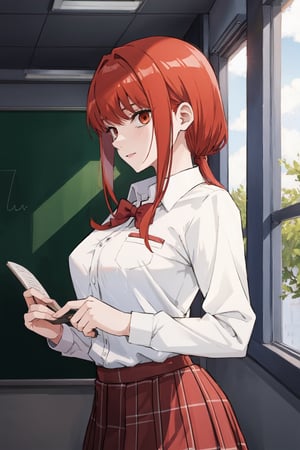 Woman , school_uniforms,makima\(chainsaw man\),red hair