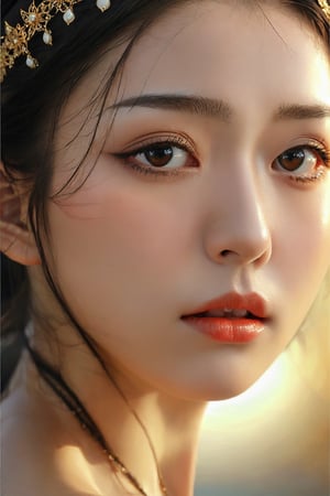 (Masterpiece, Top Quality, Best Quality, Official Art, Beauty and Aesthetics: 1.2), (1 Oriental Girl Sad Sad Frontal Facial Expression), Nano Detailed, (Abstract, Fractal Art: 1.3), Highest Detailed, Detailed eyes, tiny teardrops on face, bare shoulders, sexy lips, pronounced contours
