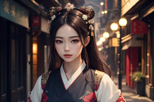 (Masterpiece, Top Quality, Best Quality, Official Art, Beauty and Aesthetics: 1.2), (1 Oriental Girl Wearing Collared Hanfu), Extremely Detailed, (Fractal Art: 1.3), Colorful, Supreme Detail, Cinematic Lights, 8K quality