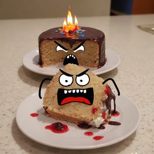 photo doodle, angry piece of cake