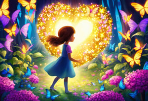 a young girl finds herself in the heart of an enchanted forest. Surrounded by glowing butterflies and mystical flowers, she discovers a magical sphere