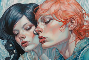 Art by Martine Johanna. Closeup of a couple staring intensely at each other.