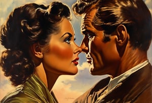 Art by Harry Ekman. Closeup of a couple staring intensely at each other.