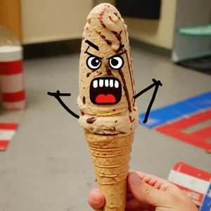 photo doodle, angry ice cream cone