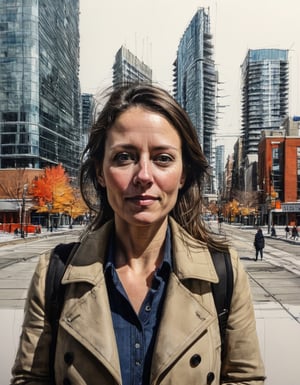 Portrait of a Canadian woman.  downtown Toronto,archsketch