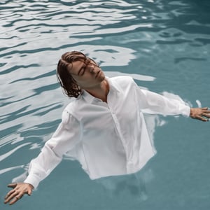 white shirt floating on water in a pool.