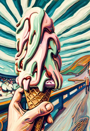 we all scream for ice cream in the style of the scream by Edvard Munch