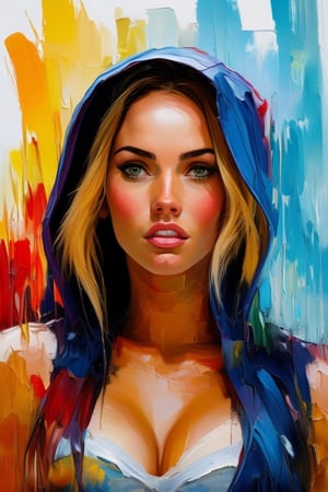 Oil painting, closeup portrait of Megan Fox dressed as a Catholic Nun, art by Jeremy Mann, art by Agenes Cecile, white background, heavy brushstrokes