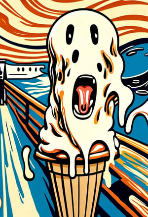 ice cream screaming in the style of the scream by Edvard Munch