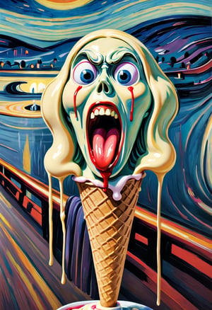 ice cream screaming in the style of the scream by Edvard Munch