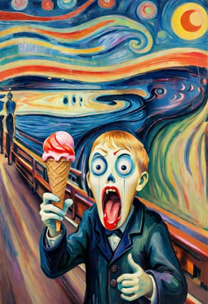 we all scream for ice cream in the style of the scream by Edvard Munch