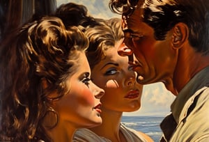 Art by Harry Ekman. Closeup of a couple staring intensely at each other.