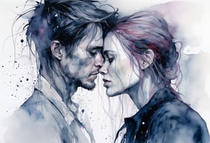 Art by Agnes Cecile. A couple staring intensely at each other.