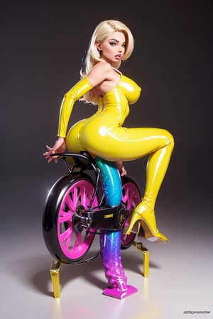 Ultra high resolution, high resolution, (masterpiece: 1.4), hyper-detail, 3girl, inboxDollPlaySetQuiron style, full body, no humans, doll, toy, barbie, bondage, character print, blonde hair, middle length hair, blight blue eyes, (((wearing a detailed yellow theme shiny latex outfit:1.5))), black sparkles,black latex corset , barbie black color theme, beautiful female barbie, full lips, parted_lips, heavy make-up, smoky eyes, detailed eyes, pretty face,3DMM,inboxDollPlaySetQuiron style,(margot robbie), tan body,
cum on the floor,

,tight platform boots, tight knee high boots, chrome shiny footwear, attractive breast, high platform boots, high wedges boots, bulky wedges, chunky wedges, black footwear,

thin ankles, sexy ankles, edgHL, hentai_lingerie,hentai_lingerie, (thick_thighs), (garter straps:1.1), (latex), (see-through:0.8),

standing, (full body portrait:1.5), spreading legs,

, round ass,SF2 CHUN , full head mask, big round ass, (torn up clothes 1.5), dildo,(riding huge dildo:1.4), cum_in_anus, cum_filled, huge dildo, riding dildo fiercely, anal penetration, open mouth, long dildo, 

torn up pants on ass, pink gym, pink evironment, pink background,multiple girls,Multiple Girls Group