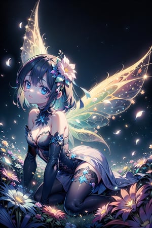 pretty beautiful kawaii sexy Fairy in the flowery meadow