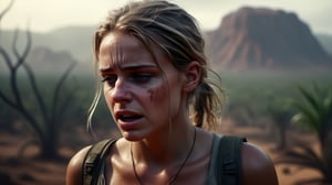 girl crying in the dessert, a jungle in the background, highly detailed, cinematic, dark, foggy, horror,(NSFW:1.9)), realistic,high_resolution,  ,Extremely Realistic