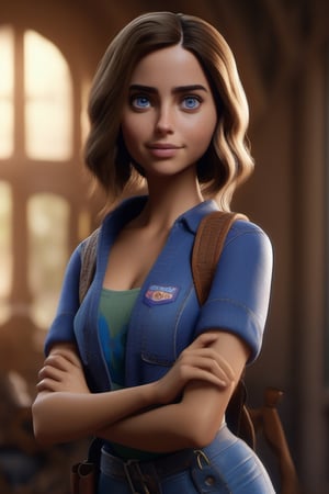 Close up shot,Pixar render,A Portrait of ana de armas,blue eyes,full-body ,unreal engine,cinematic smooth,cinematic lighting