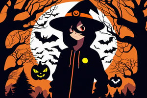 teenager, dark_forrest, Halloween, pokemon_anime_style