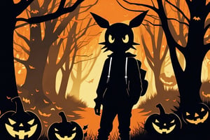 teenager, dark_forrest, Halloween, pokemon_anime_style