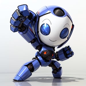 cute cartoon cartoon robot with its arms crossed and little antennae on the sides, blue colore, solo, closed eyes, smile, facing viewer, ((3D style)), simple background, white background, robot, Monster, cyborg style, 