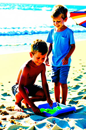 (((LITTLD KIDS))), 1BOY, 7 YEARS OLD, PAYING AT BEACH