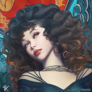 mehkadon ,88mm,album cover art ,curly hair,painting of a mehkadon ,black tshirt,, james jean and wlop, loish |, artgerm and james jean, james jean and peter mohrbacher, inspired by James Jean, by loish, benjamin lacombe, james jean andrei riabovitchev, james jean ”, james jean soft light 4k, james jean soft light 4 k