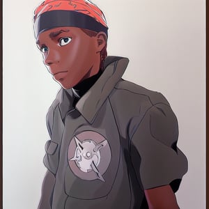 jdtclai digital matte portrait in style of The Boondocks by Aaron Gruder Hidden details background, ebony Naruto, Masashi Kishimoto chakra