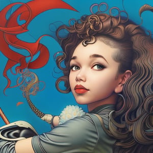 mehkadon ,88mm,album cover art ,curly hair,painting of a mehkadon ,black tshirt,, james jean and wlop, loish |, artgerm and james jean, james jean and peter mohrbacher, inspired by James Jean, by loish, benjamin lacombe, james jean andrei riabovitchev, james jean ”, james jean soft light 4k, james jean soft light 4 k