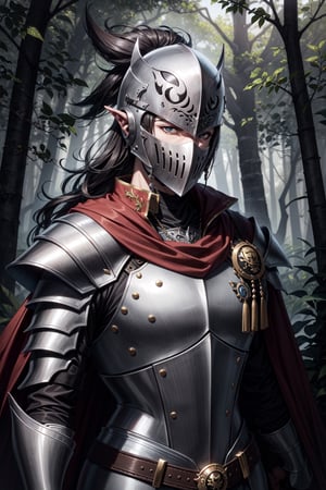 (Male:1.3), (knight), (face_mask), (helmet), (fantasy_armor), (forest), (cloak), high detail, best quality, sharp eyes, detailed eyes, 4k, semi realistic, high resolution, high quality, marb1e4rmor, emb3r4rmor, ic34rmor,Des3rt4rmor,spartanarmor,sexypirate,4rmorbre4k