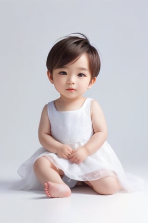 photorealistic,realistic,photography,masterpiece,best quality,ultra-detailed,1boy,full body,simple background,white_background,chibi,white dress,,
