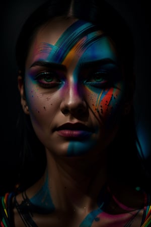 Colorful ink cascaded the canvas, forming human face. photo, studio lighting, sony a7, 35mm, hyperrealistic, big depth of field, concept art, colors, hyperdetailed, hyperrealistic, (big depth of field), (moody lighting), (ambient light), ((cinematic))
