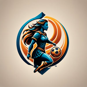 The logo features a combination of symbolic elements that represent football. stylized women, Heath, and a women silhouette to convey the essence of football, Stylized logo showcases a simplified and iconic representation of a warrior.