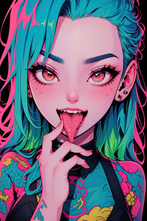 masterpiece, best quality, artwork), (extremely detailed 8K picture detailed close up of a happy girl eating her hand and fingers,souryuuasukalangley,JinxLol