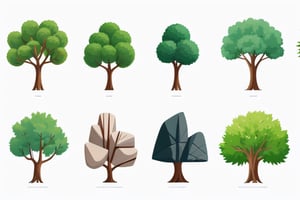 a set of detailed vector art trees and rocks sheet to be used in a children book,fantasy00d,KidsRedmAF,tshee00d