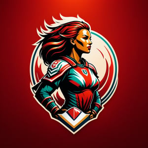 The logo features a combination of symbolic elements that represent football. stylized women, Heath, and a women silhouette to convey the essence of football, Stylized logo showcases a simplified and iconic representation of a warrior.