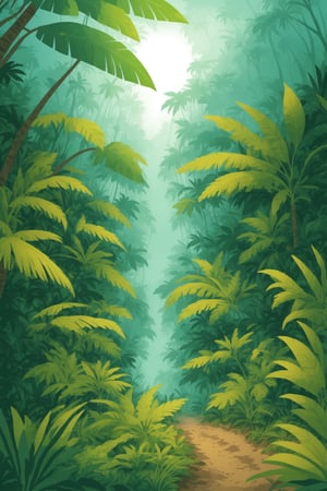 Tropical, Rainforest jungle habitat,  colorful,  vector art, 