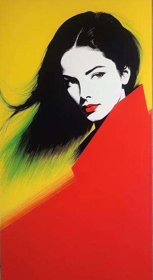 portrait of a woman, minimalist, with dynamic movement and bold colors, by vovin, ,artint,