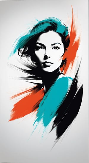 portrait of a woman, minimalist, with dynamic movement and bold colors, by vovin, ,artint,