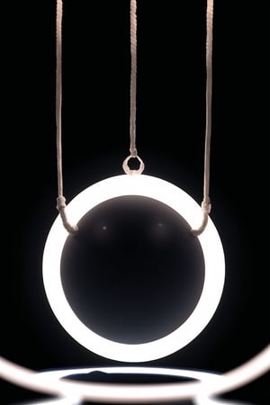 black background, full black background, orb, white orb, 1orb, glowing orb , orb in the middle, string, hanging on a string,Circle