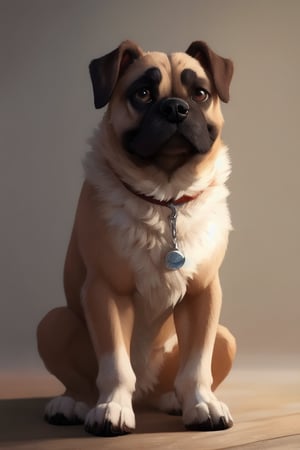 dog, normal dog, realistic dog, pug, plain background